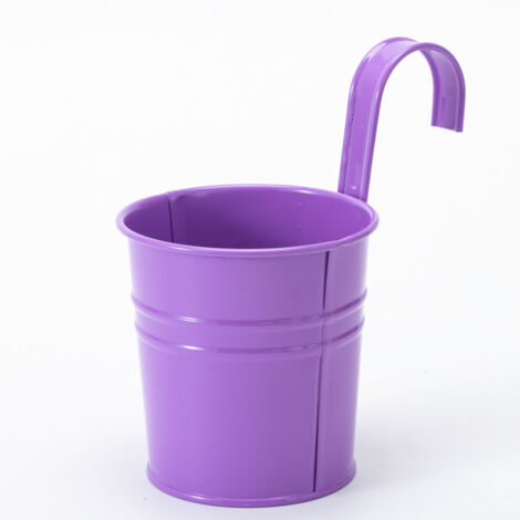 2 Pots De Fleurs En Métal Suspendus, Jardinière En Pot En Fer Avec Trou De Drainage, Parfaits Pour La Décoration Du Jardin（Violet）