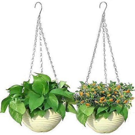 2 pots de fleurs suspendus, pots de fleurs, plantes suspendues, pots de fleurs d'extérieur, balcon, jardin intérieur et extérieur, pots de fleurs suspendus, beige