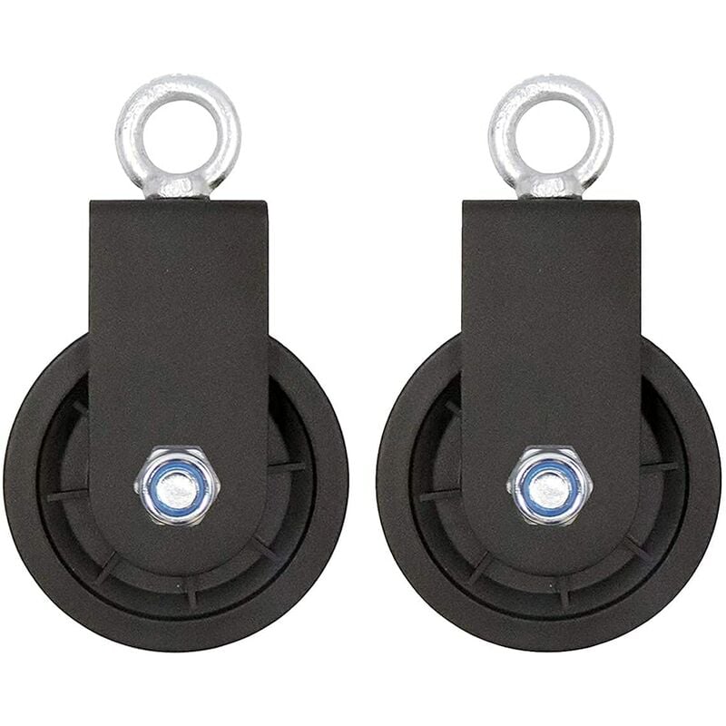 2 poulies Poulie de câble de 90 mm Roue de traction à rotation à 360 degrés pour système de poulie, équipement de bricolage, bloc de levage, échelle