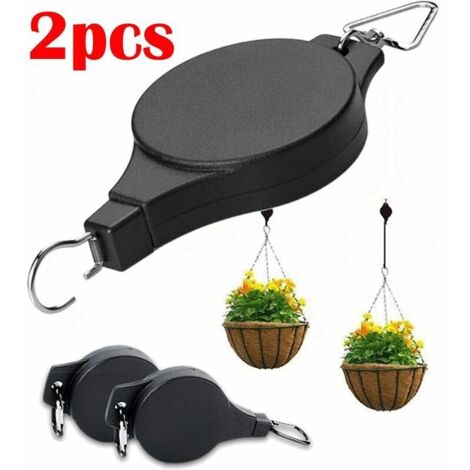 2 poulies rétractables, panier suspendu, jardin, pots de fleurs