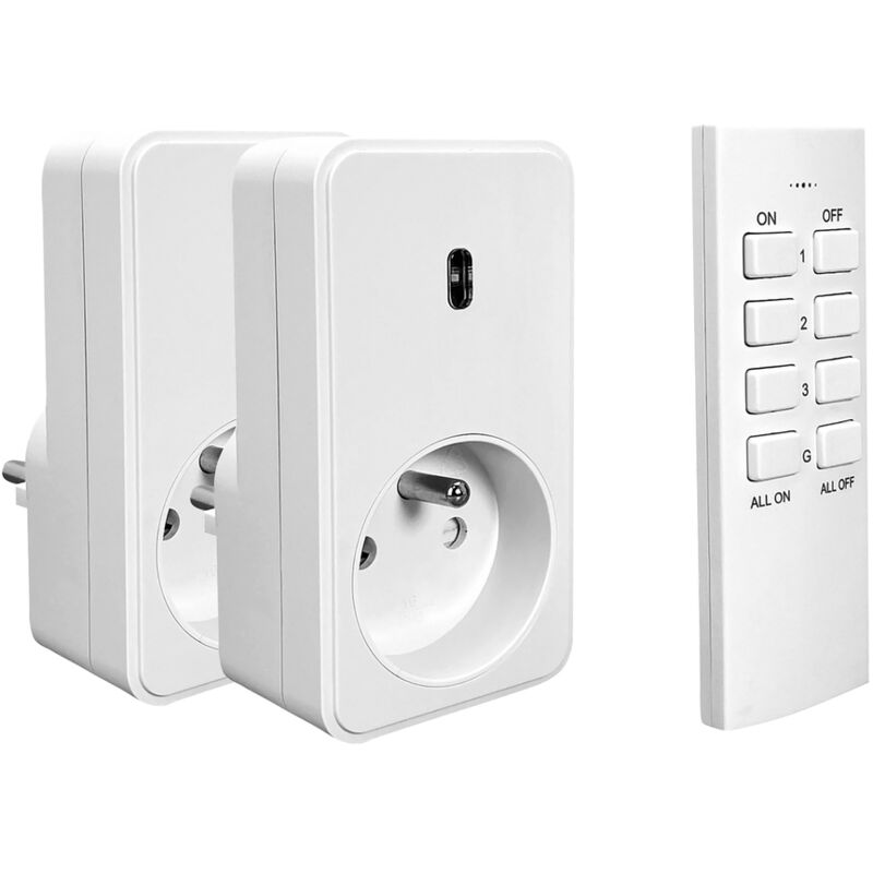 Tibelec - 2 Prises Marche/Arrêt Commandées à Distance avec Télécommande Gérez Vos Appareils en Toute Simplicité