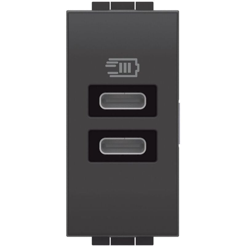2 prises usb-c Bticino livinglight 15w 1 module anthracite l4286c2 - l4191cc