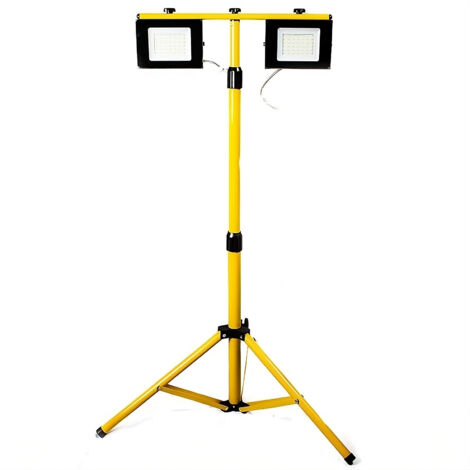 LECLUBLED 2 Proiettori da Cantiere LED 30W su Treppiede Bianco Naturale 4000K - 5300lm