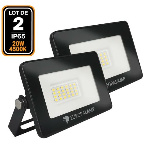 EUROPALAMP 2 Projecteurs LED 20W Ipad Blanc neutre 4000K Haute Luminosité