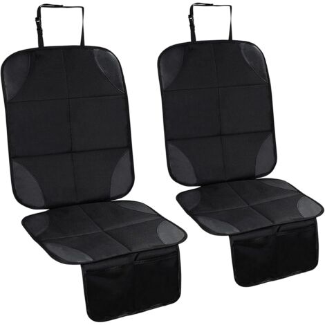 2 protectores de asiento de coche, antideslizantes y con bolsillos organizadores, universales, impermeables, de tela Oxford, para niños, bebés y mascotas (negro)