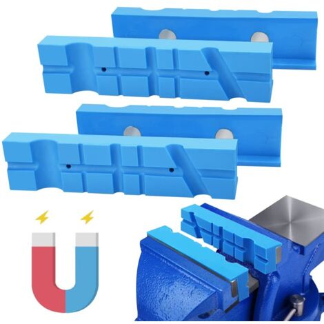 2 protectores magnéticos de TPU para tornillos de banco, mordazas protectoras para tornillos de banco blandos, protectores magnéticos azules para mordazas de tornillos de banco, fijaciones, taladros y