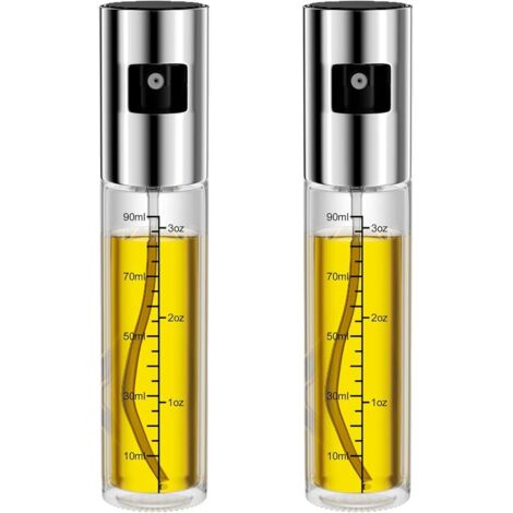 2 pulverizadores de aceite, botella pulverizadora de aceite, pulverizador de aceite de 100 ml para cocinar con escala, botella dispensadora de aceite o vinagre rellenable transparente, adecuada para c