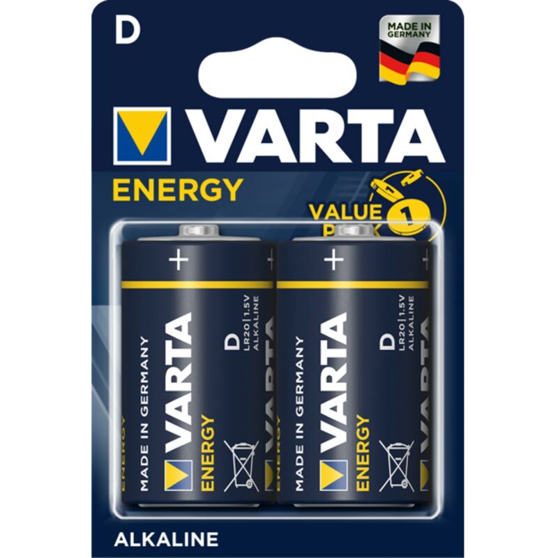 Blister di batterie alcaline Energy lr20 d varta - 2 batterie