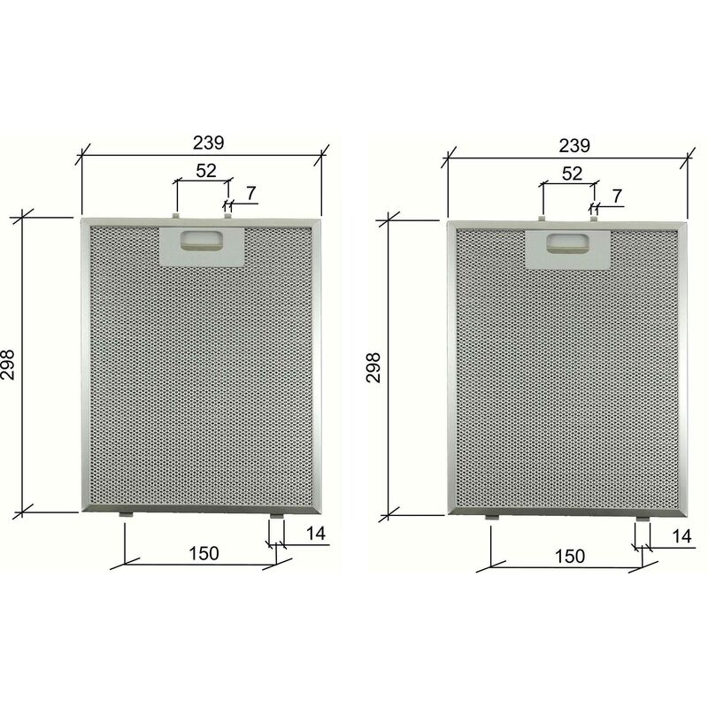 2 pz best hygena 08087609 0808735 filtro cappa metalli cm 298x239x9mm f 232