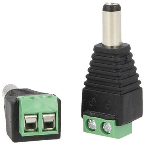 2 PZ Connettori Convertitori da Morsetti a Cavo Alimentazione DC JACK Maschio 5,5mm x 2,1mm
