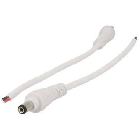 2 PZ Connettori Spinotto Maschio DC con Blocco Sicurezza 5,5mm x 2,1mm Bianco