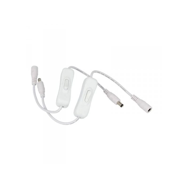 Image of 2 PZ Interruttore ON/OFF Colore Bianco Con Cavo Presa Femmina e Spina Maschio DC JACK 5,5mm x 2,1mm Per Alimentazione