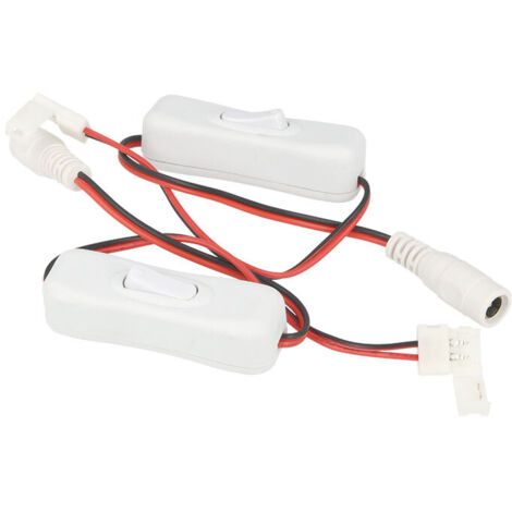2 PZ Interruttori ON OFF con Connettore 8mm per Striscia LED e DC JACK Femmina 5,5mm x 2,1mm