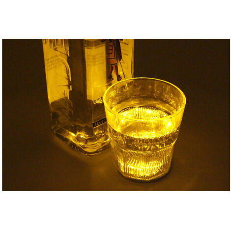 2 PZ Luci LED Sotto Bottiglia Vino Sottobicchiere Giallo Luminoso per Bar Pub
