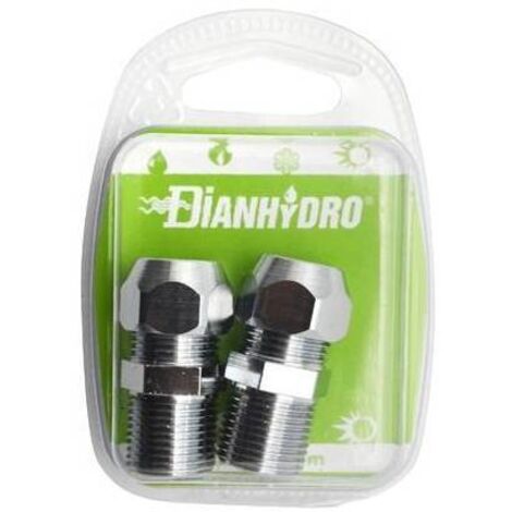 2 PZ NIPPLES BICONO CROMATO PER CANNETTE BLISTER pz.2 x (3/8x3/8) Diam. 10 FAIDF