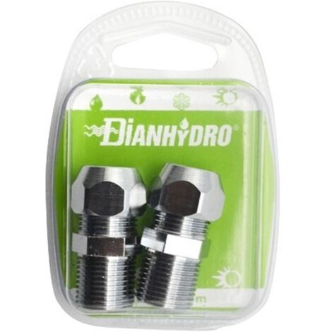 2 PZ NIPPLES BICONO CROMATO PER CANNETTE BLISTER pz.2 x (3/8x3/8) Diam. 12