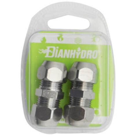 2 PZ RACCORDI DIRITTI DOPPI CON DADI CONICI CROMATI BLISTER pz.2 x (1/2x1/2) Diam.12 FAIDF