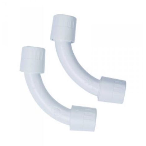 2 PZ Raccordo Tubo a Tubo Curva Semplice 90° Per Tubo Rigido Diametro 20mm IP40 Made In Italy
