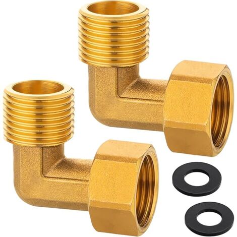 2 raccords vissés mobiles en laiton, coude en laiton 1/2 pouce 90°, 1/2" AG/IG coudé mobile avec joint torique, raccord coudé DN15 90 degrés pour installations d'eau et systèmes de chauffage central