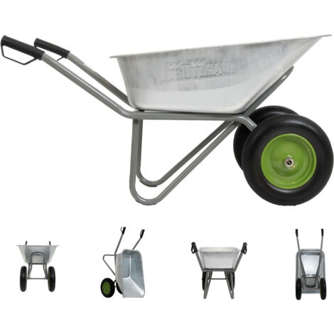 2-Rad Schubkarre verzinkt 150L Gartenkarre Baukarre kippsicher PU Räder pannensicher