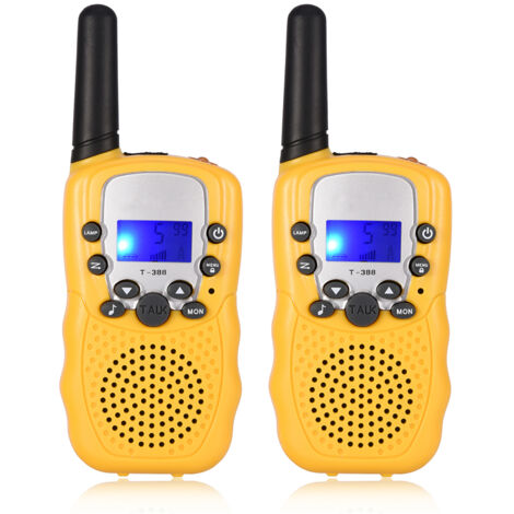 2 radios bidirectionnels pour enfants, portée 3 km, canaux multiples, jouet d'extérieur jaune vif