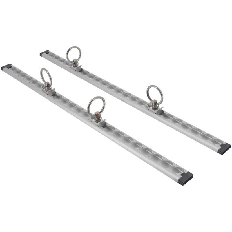 2 rails arrimage - longueur 61cm - Aluminium - 7 trous de Fixation - Rail réglable 24 positions
