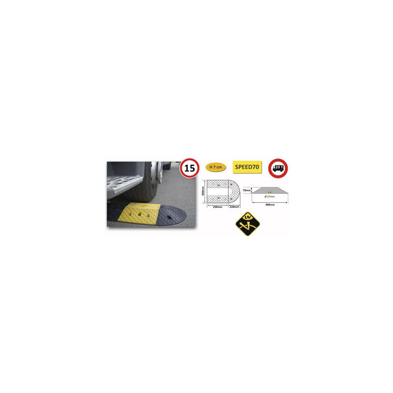 Ralentisseur SPEED70, 400x250x70mm, jaune/noir set Métallurgie 758136896