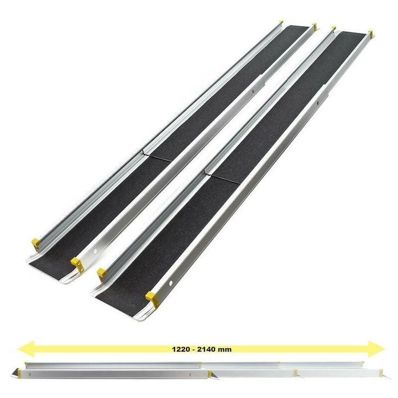 2 Rampes en Aluminium Télescopiques Antidérapantes max 270 kg 213 cmBarres Latérales