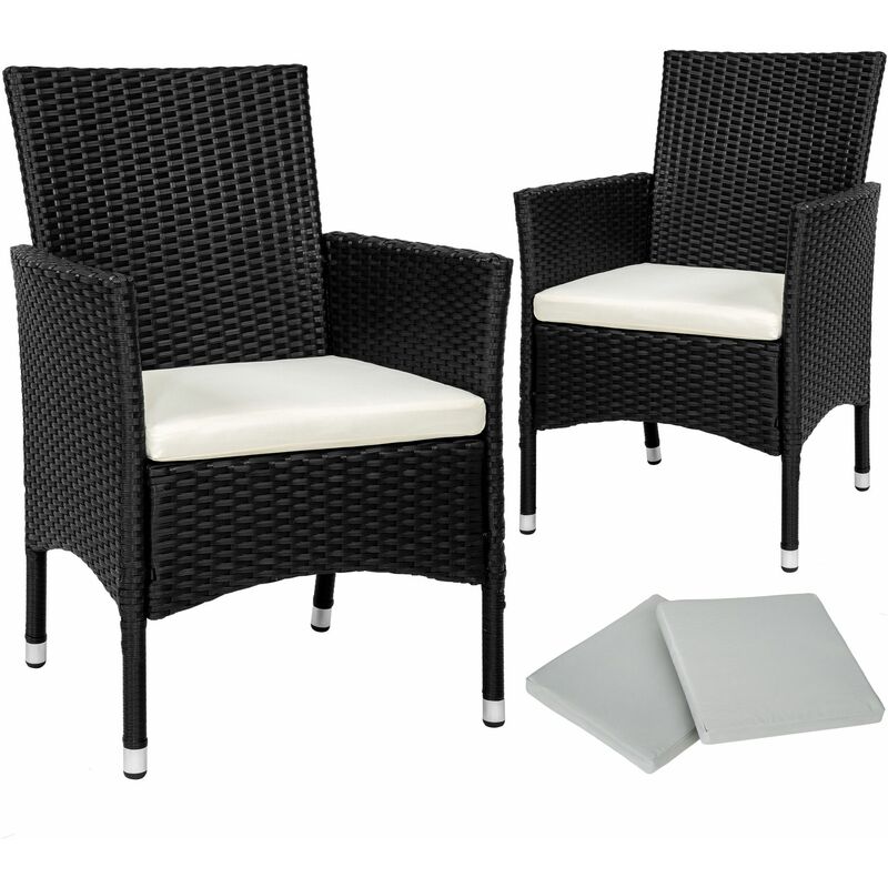 2 rattan garden chairs + 4 seat covers model 1 black - 402122