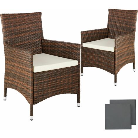 2 garden chairs rattan + 4 seat covers model 2 brown - 401468