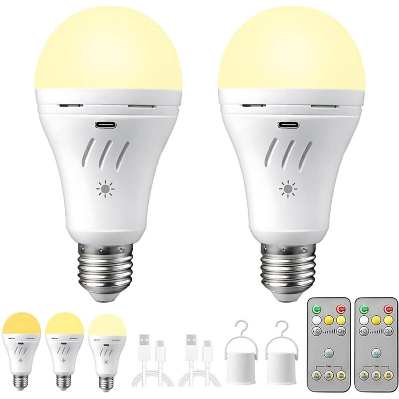 Image of 2 Rechargeable LED Bulbs E27 –&hellip;
