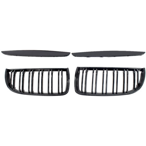 2 rejillas delanteras de parachoques estilo competición en negro brillante para BMW E90 de 4 puertas (2005-2008)