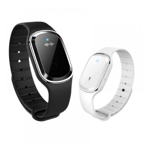 2 relojes repelentes de mosquitos ultrasónicos, pulseras repelentes de mosquitos para niños y adultos, recargables por USB (blanco y negro)