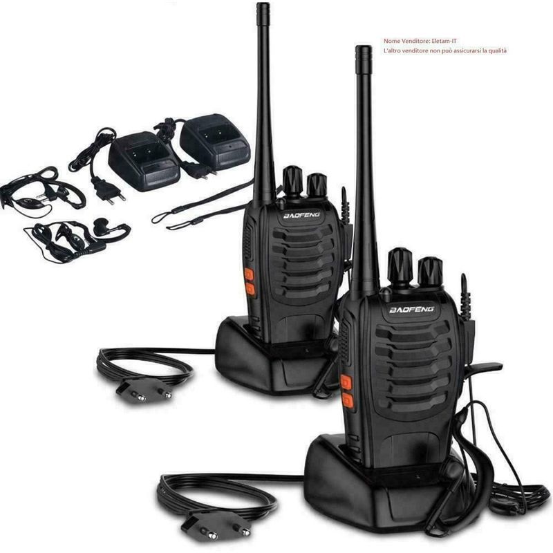 Image of Tech-it - 2 Ricetrasmittenti Baofeng 888S Radio Uhf 400-470 Mhz Walkie Talkie 16 Canali 5W