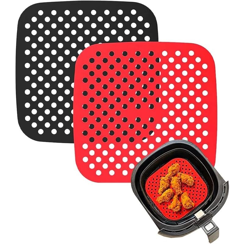 Image of 2 rivestimenti antiaderenti in silicone per friggitrice ad aria - Accessori per friggitrice ad aria, antiaderenti, AirFryer, carta da forno (quadrato