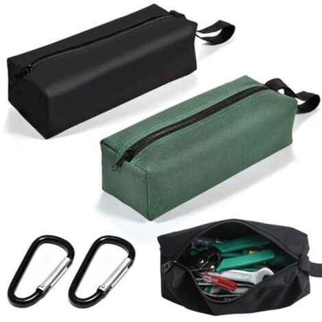 2 Robuste Petite Trousse à Outils, Pochettes Étanches pour Outils, Sacs à Outils Multifonctions en Toile avec 1 Mousqueton, Sacs à Outils Portables pour Électriciens, Charpentiers
