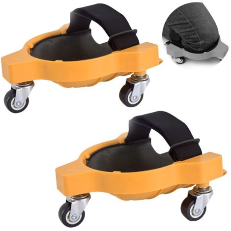 2 rodilleras rodilleras resistentes para trabajo, rodilleras con ruedas, capacidad de giro de 360 grados, sin levantar, deslizantes, flexibles, con correas ajustables