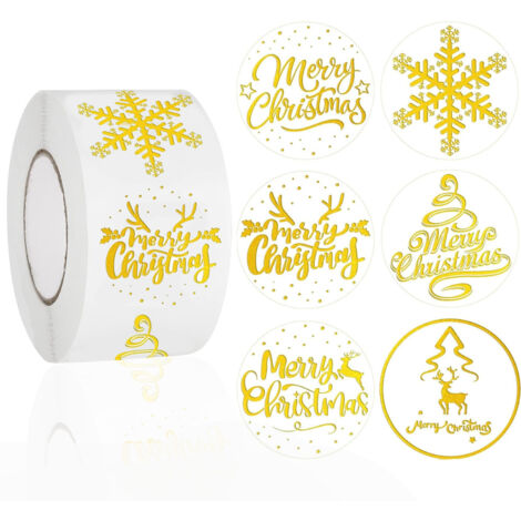 2 Rollen / 500 Blatt weihnachtliche Heißpräge-Siegelaufkleber, ideal für Bastelarbeiten und als dekorative Etiketten.