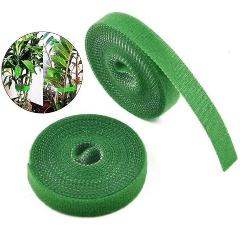 2 rollos de cinta de nailon reutilizable para plantas trepadoras, 10 mm x 10 m, color verde