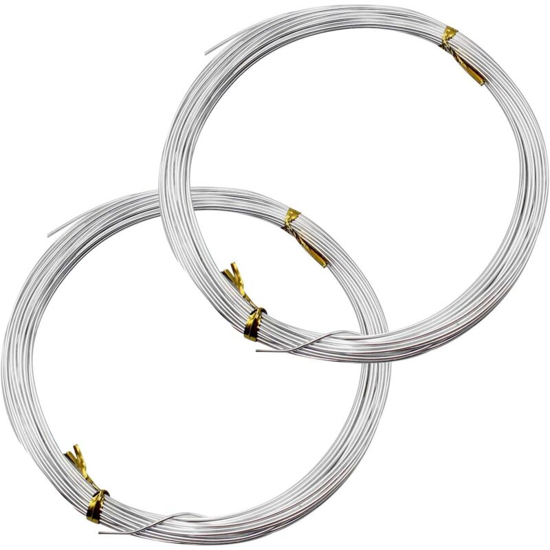 Tinor - 2 Rolls 1mm Aluminum Wire Flexible Metal Wire Iron Wire Suitable For Craft Production Of Bracelets, Necklaces, Beads Etc (silver White)