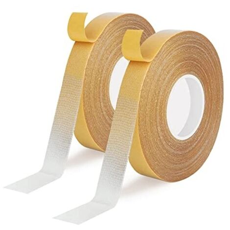 2 Rolls Ruban Adhésif Double Face Robuste, 15mm x 20m Double Face Extra Fort Transparent Ruban Adhésif Puissant Ruban Multifonctionnel Sans Traces Pour les Tapis, les Sols, les Murs (2 Rolls)