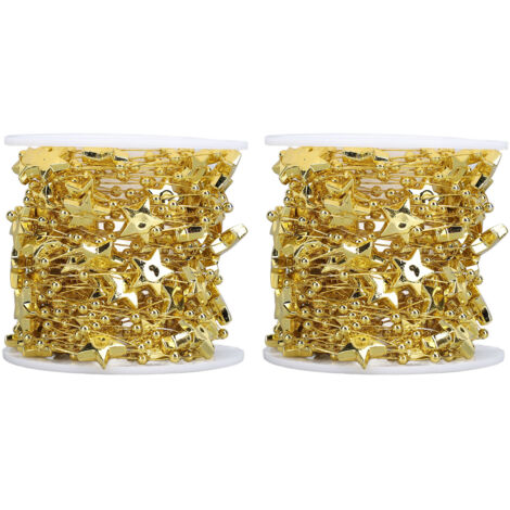 2 Rolls Star Bead String Garland 10m Length Cuttable Decorative Beads Garland for Wedding Christmas Home Decor Gold