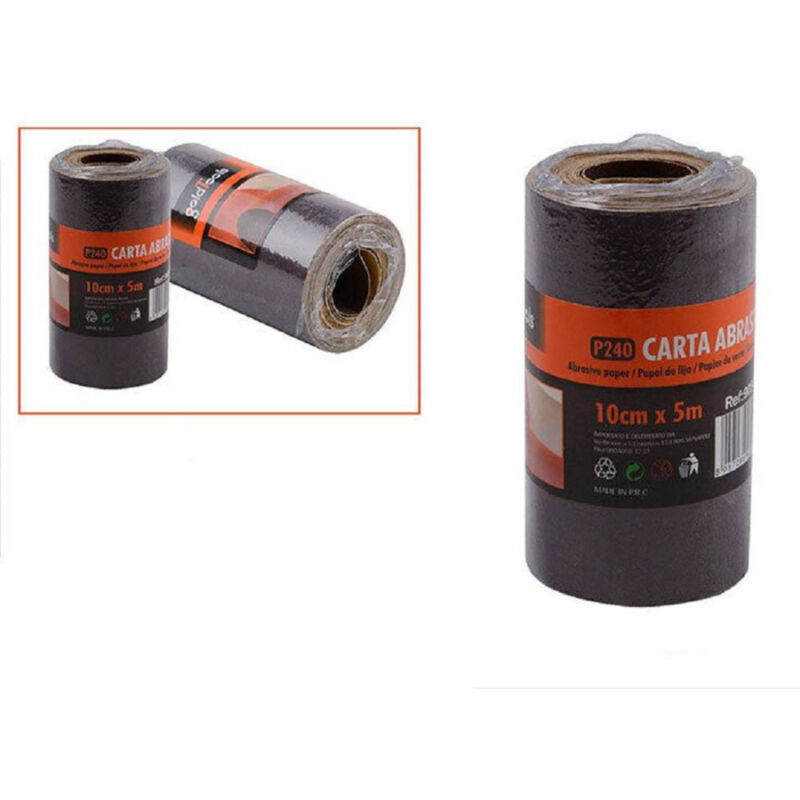 2 Rotoli Carta Vetrata Abrasiva 5 Metri Grana P240 Levigare Smussare - - Trade Shop Traesio