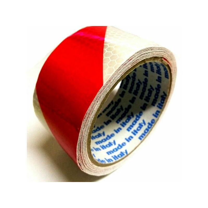 Image of 2 rotoli da 5 metri nastro adesivo catarifrangente rosso bianco riflettente