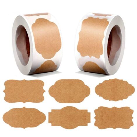 2 rotoli da 600 etichette autoadesive in carta kraft, etichette vuote per congelatore per barattoli di marmellata, contenitori
