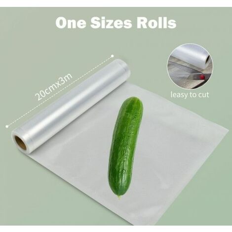 2 Rotoli Di Buste Sottovuoto Groffrate per Alimenti 2 Rotoli 20 cm x 3 Metri