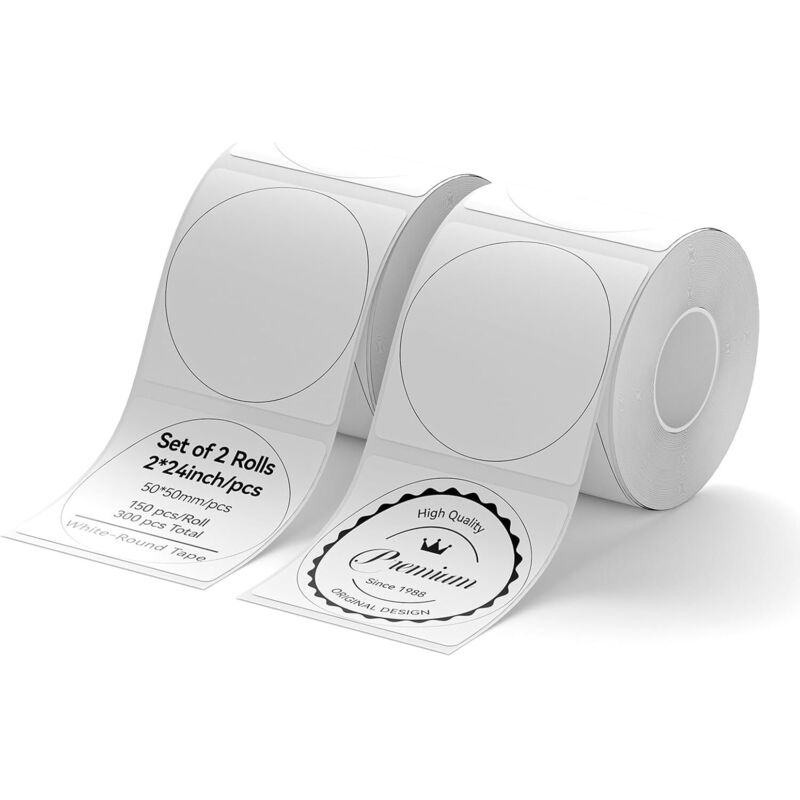 Image of 2 rotoli di etichette per stampante B1 B21 B3S, carta per etichette (50 50 2 rotoli rotondi)