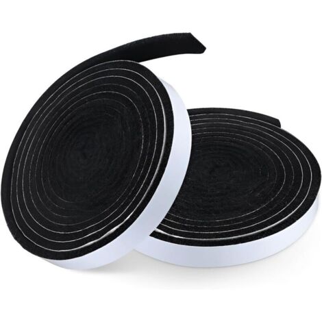 2 rotoli di feltro autoadesivo (100 cm x 2 cm), feltrini, feltrini per mobili, striscia protettiva autoadesiva per mobili, feltrini autoadesivi per mobili, feltrini per mobili, nero
