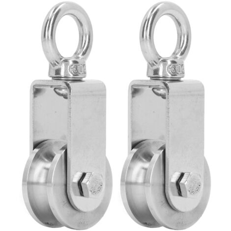 2 Roues à Poulies en Acier Inoxydable 360° avec Double Roulement Intégré - 2 Pièces