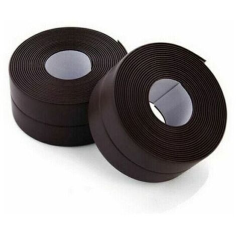 2 Rouleaux Bande Étanchéité PVC Autocollante Imperméable Marron pour Salle de Bain Cuisine Douche Toiletttes Ortviai